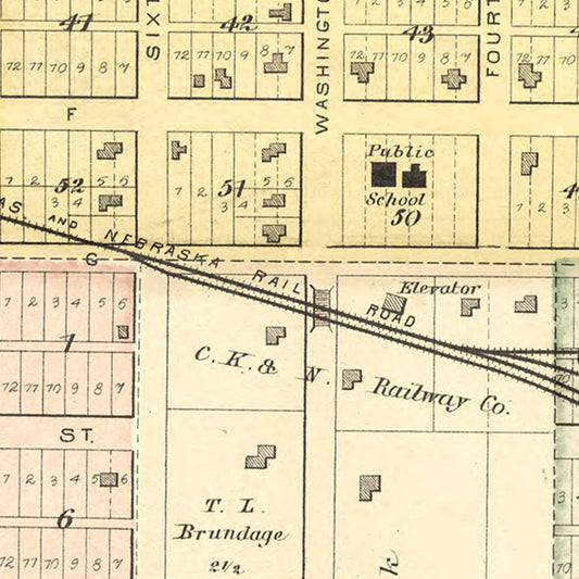 Vintage Map of Sabetha, Kansas, 1887