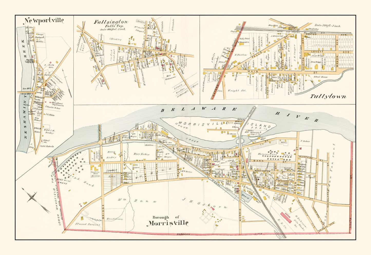 Vintage Map of Morrisville, Pennsylvania, 1891