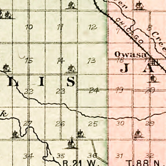 Vintage Map of Hardin County, Iowa, 1892