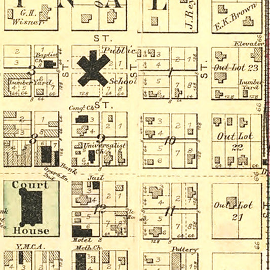 Vintage Map of Eldora, Iowa, 1892
