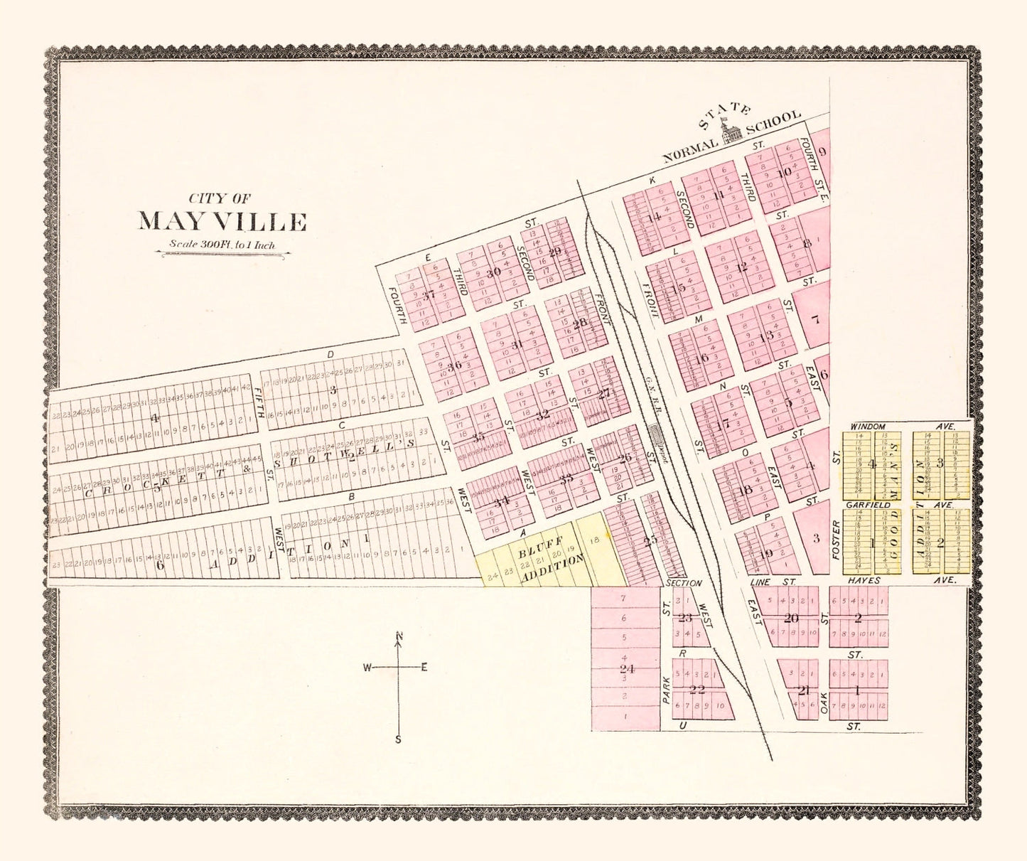 Vintage Map of Mayville, North Dakota, 1892