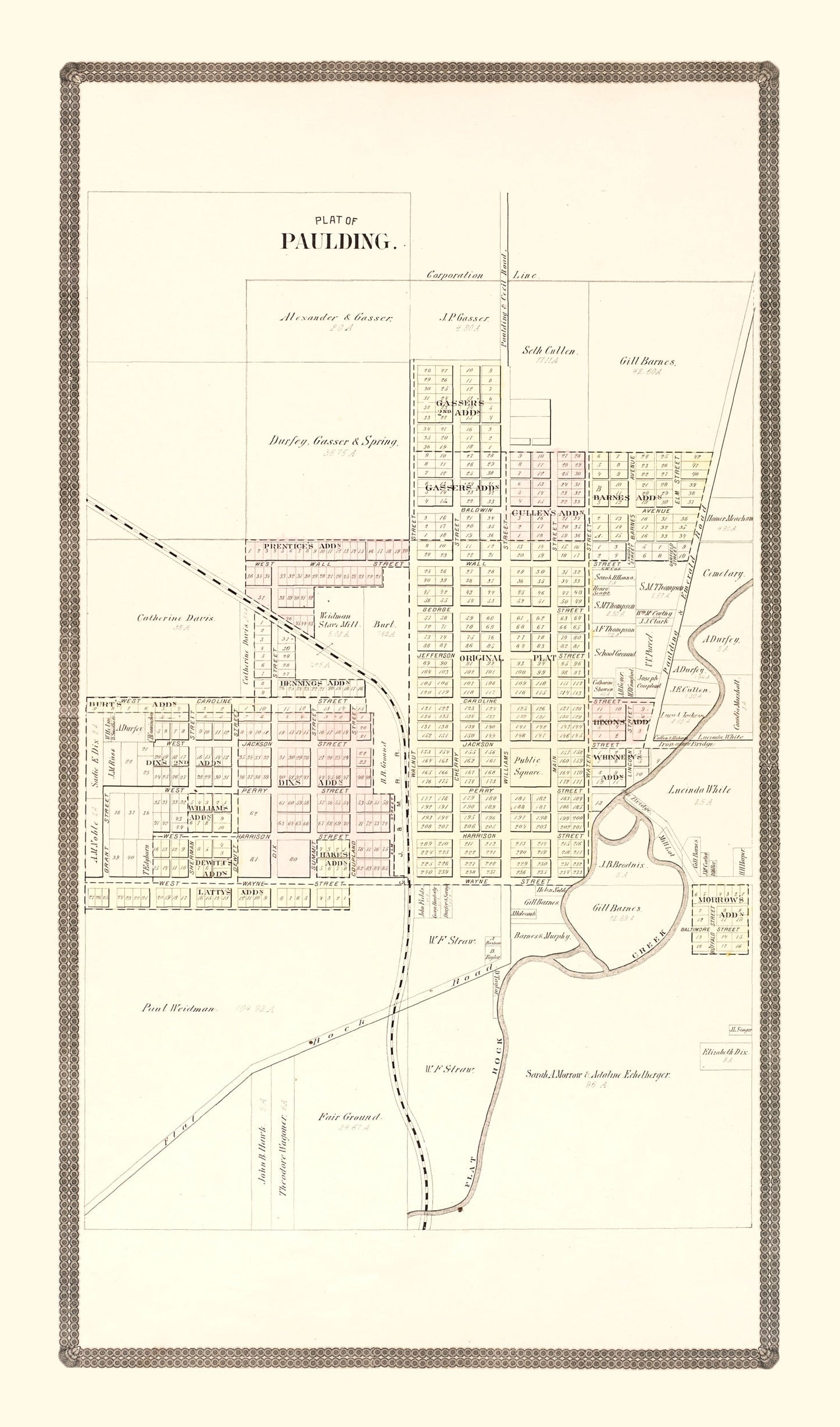 Vintage Map of Paulding, Ohio, 1892