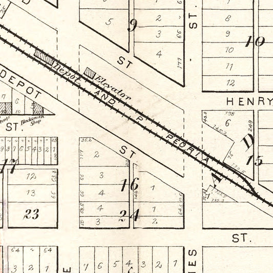 Vintage Map of Cambridge, Illinois, 1893