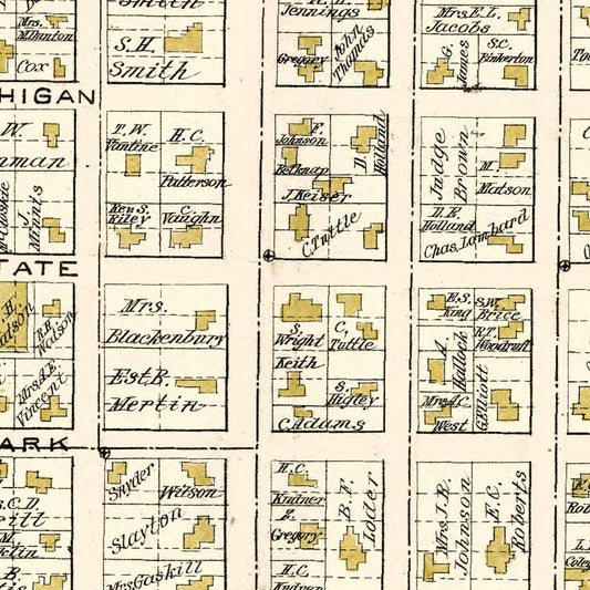 Vintage Map of Lapeer, Michigan, 1893