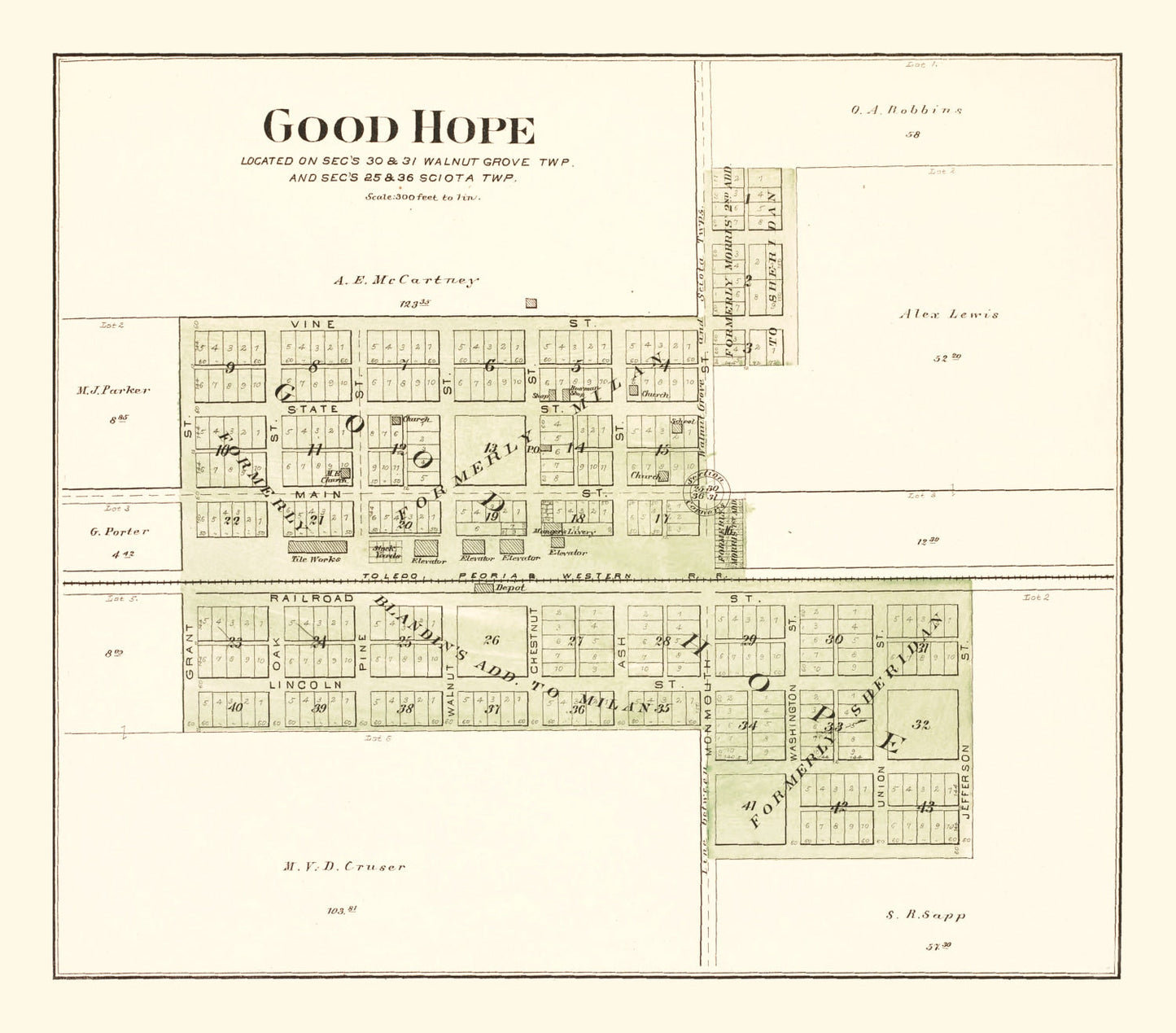 Vintage Map of Good Hope, Illinois, 1893