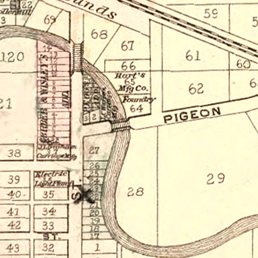 Vintage Map of Ligonier, Indiana, 1893
