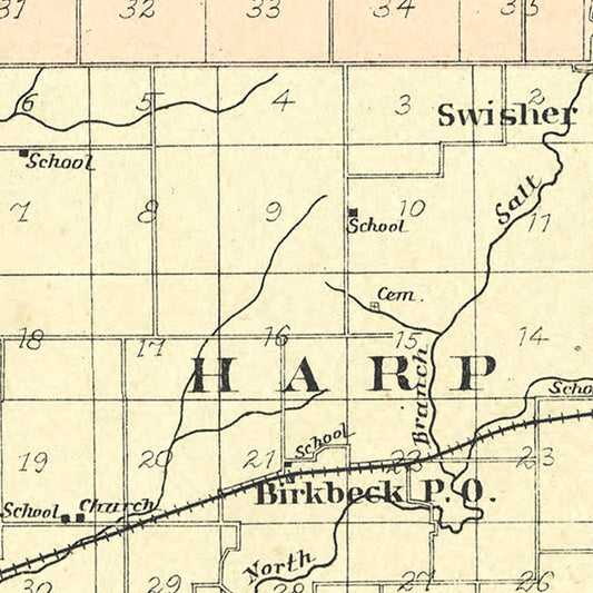 Vintage Map of De Witt County, Illinois, 1894