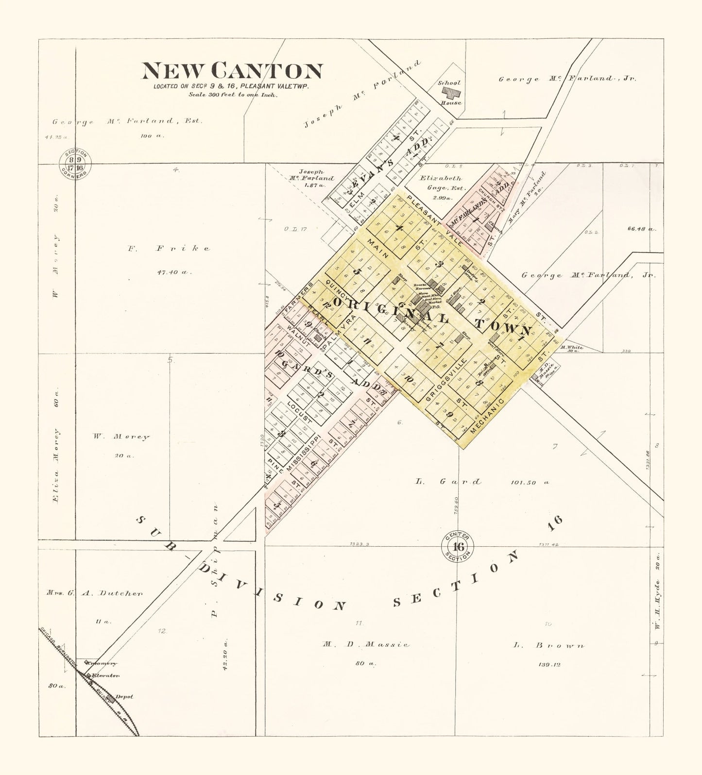 Vintage Map of New Canton, Illinois, 1895