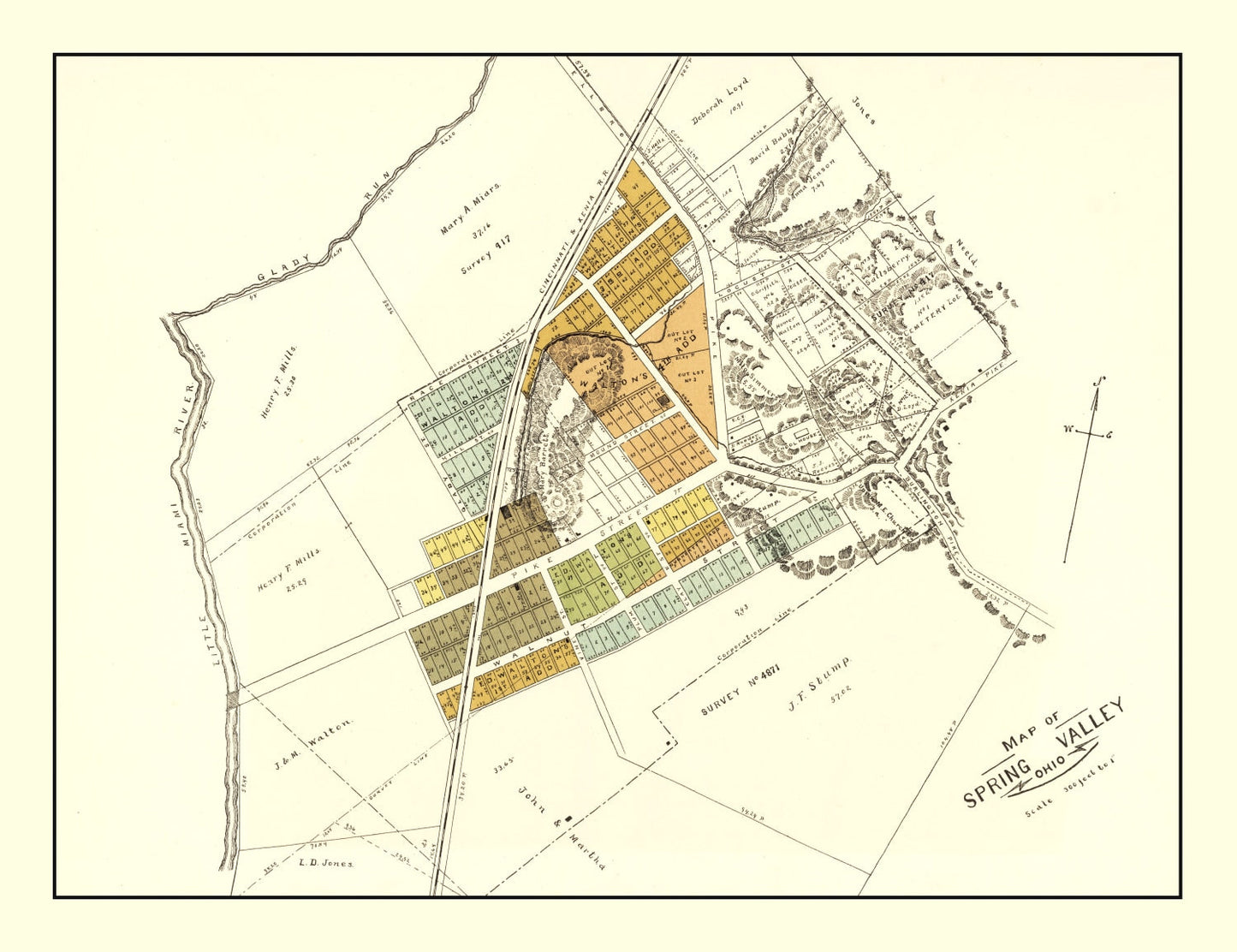 Vintage Map of Spring Valley, Ohio, 1896