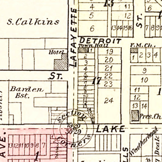 Vintage Map of South Lyon, Michigan, 1896