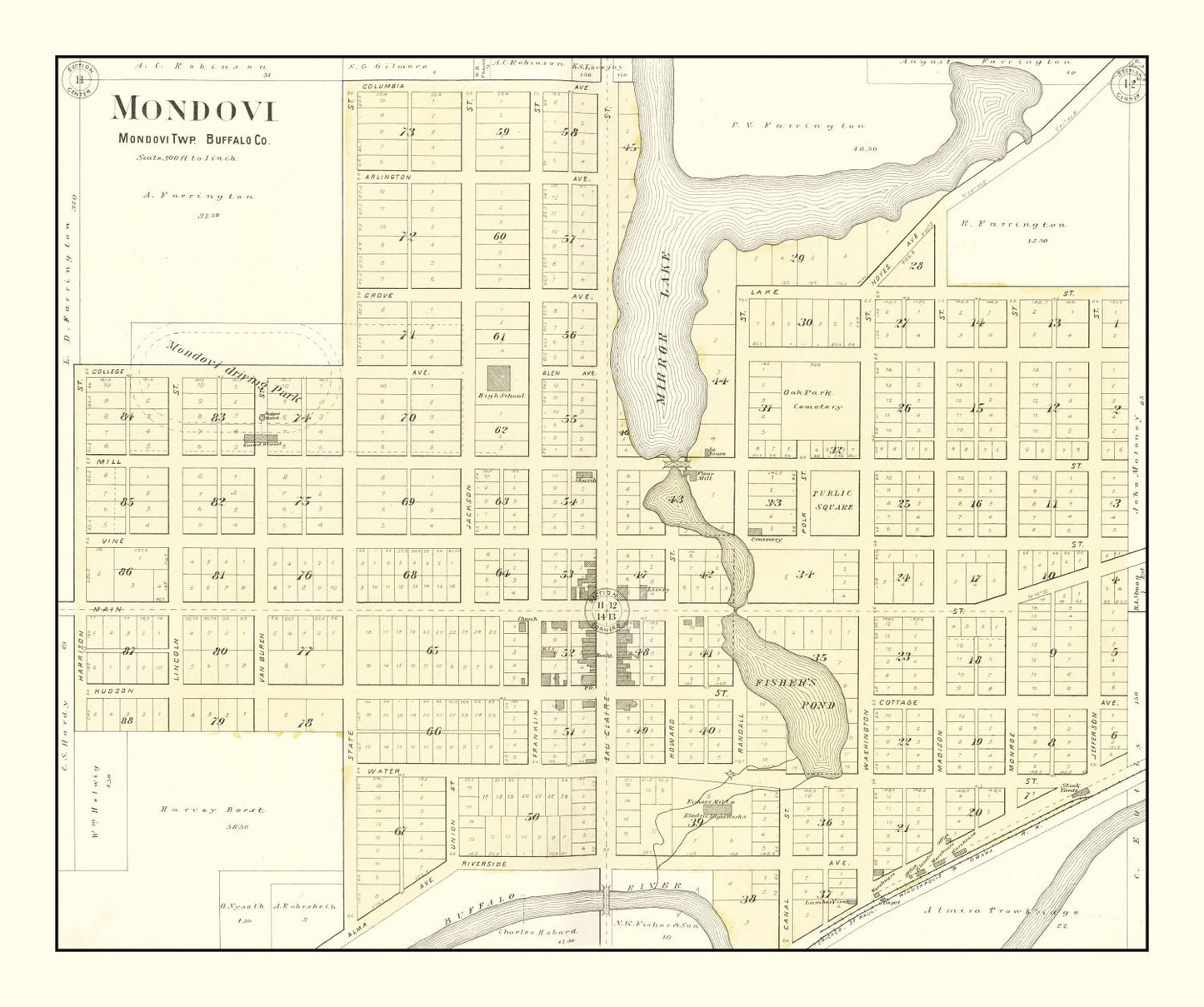 Vintage Map of Mondovi, Wisconsin, 1896