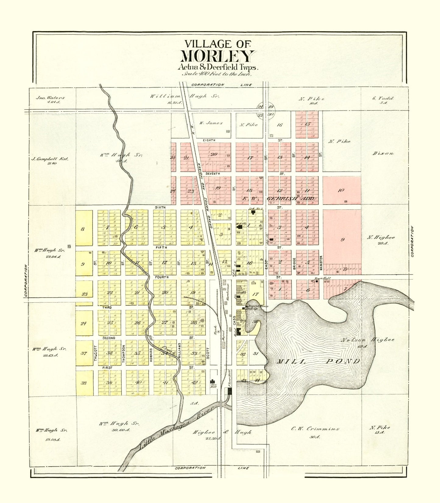 Vintage Map of Morley, Michigan, 1900