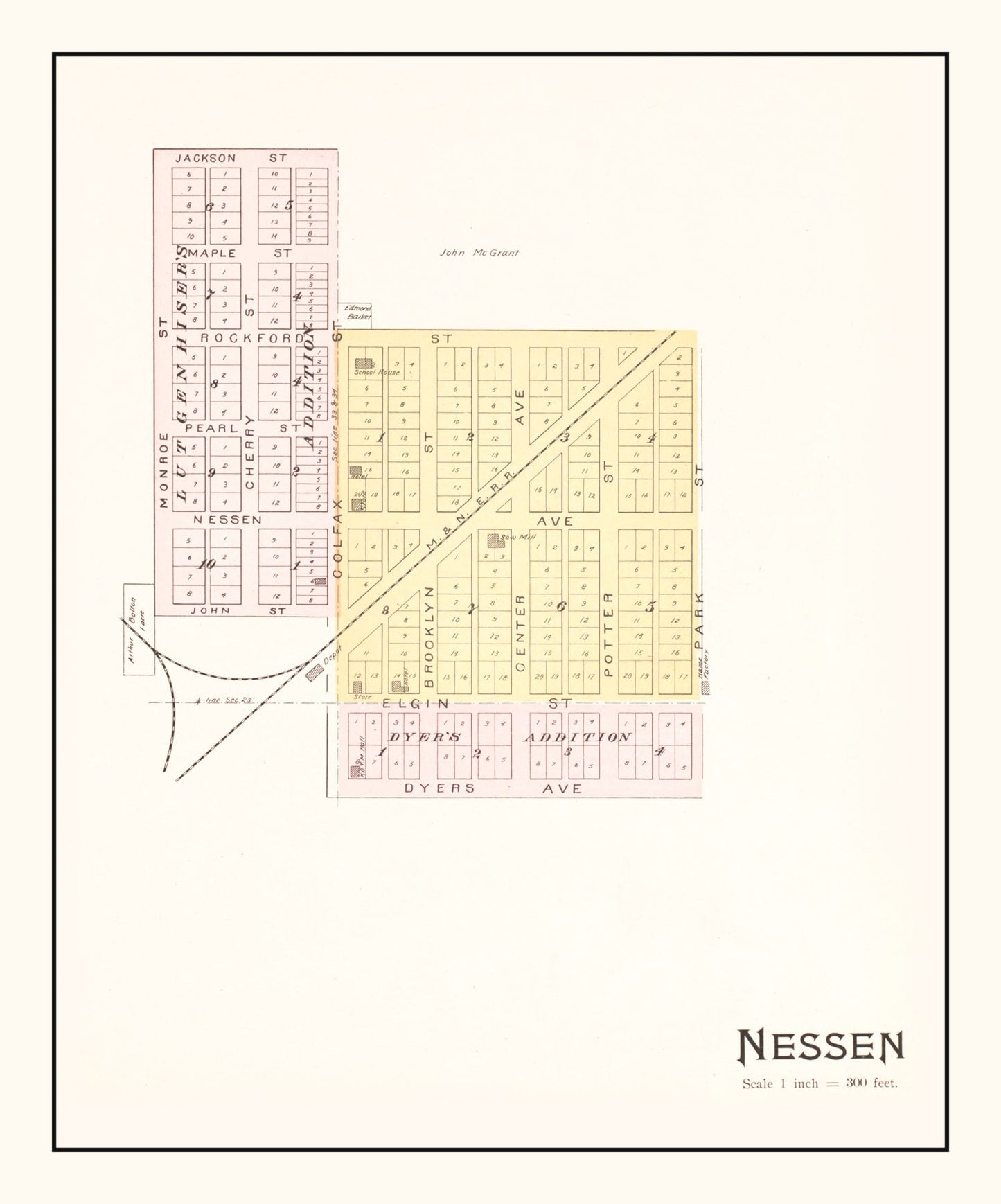 Vintage Map of Nessen, Michigan, 1901