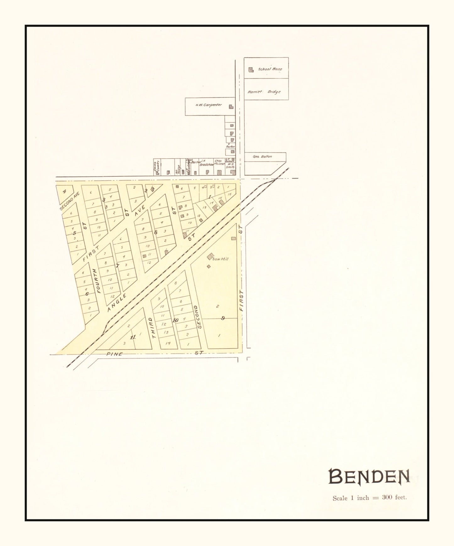 Vintage Map of Benden, Michigan, 1901