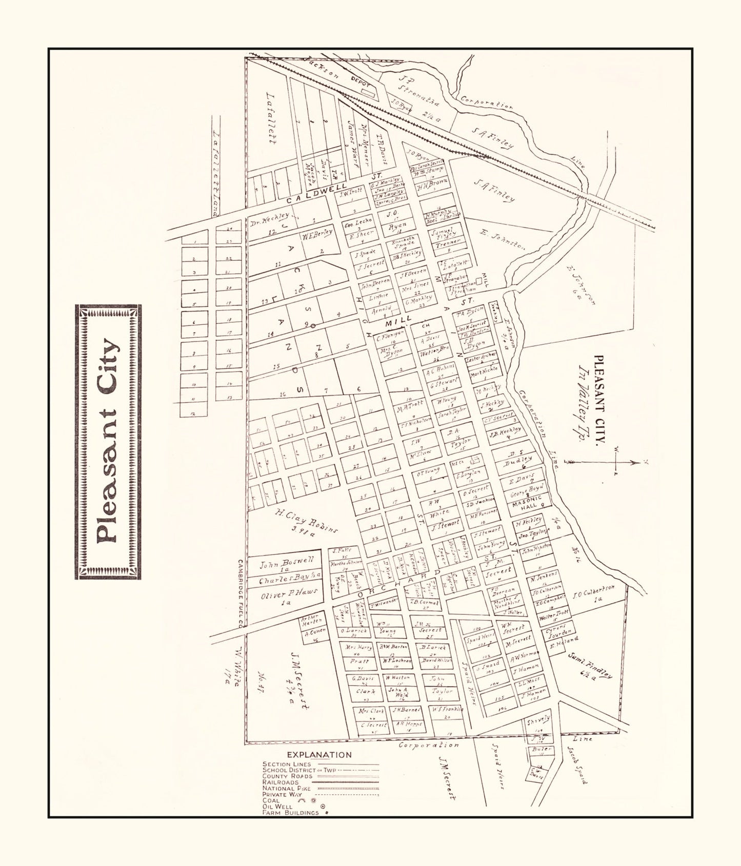Vintage Map of Pleasant, Ohio, 1902