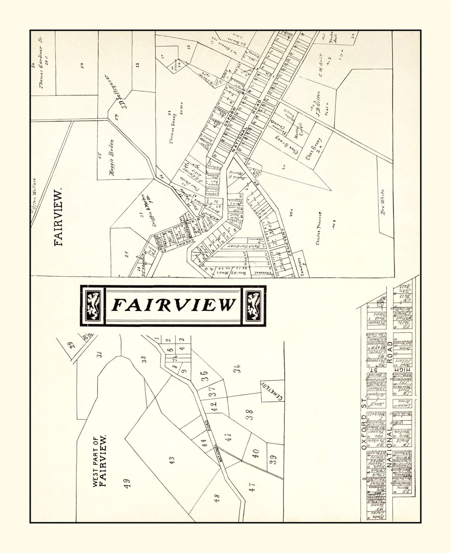 Vintage Map of Fairview, Ohio, 1902