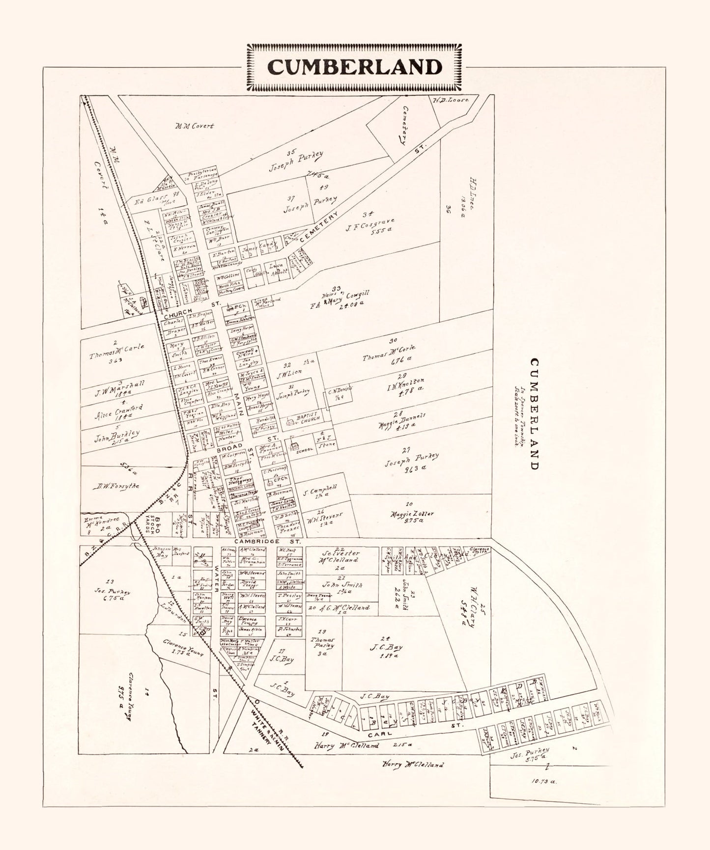 Vintage Map of Cumberland, Ohio, 1902