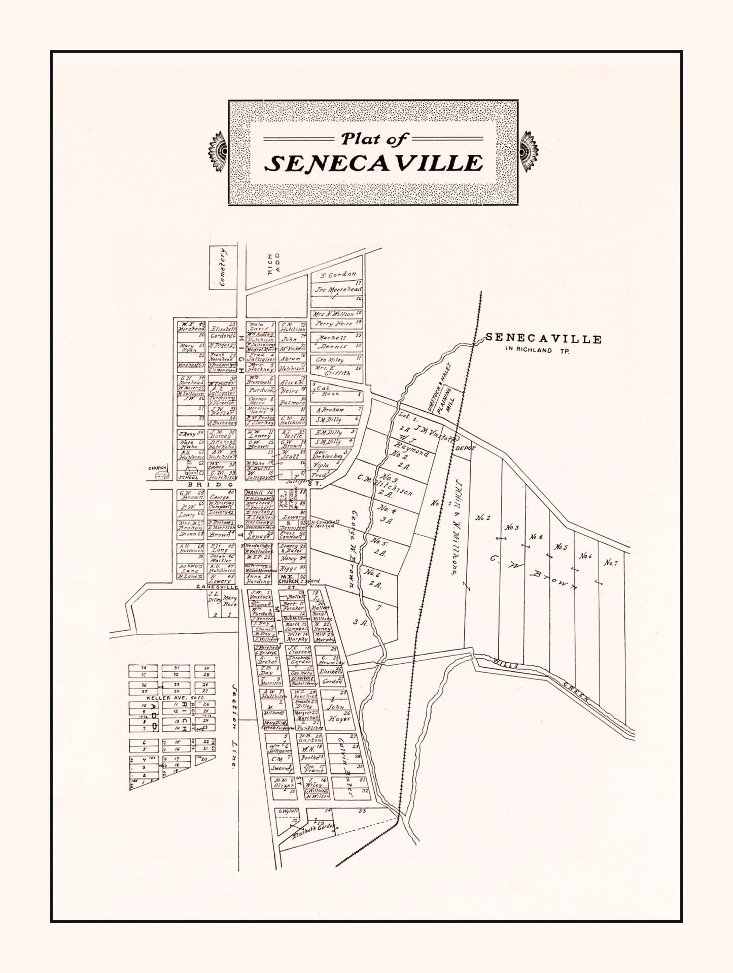 Vintage Map of Senecaville, Ohio, 1902