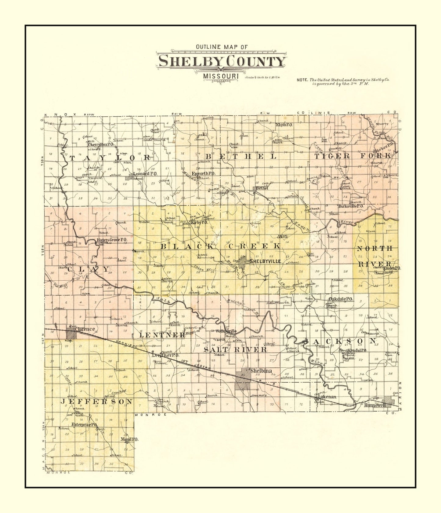 Vintage Map of Shelby County, Missouri, 1902