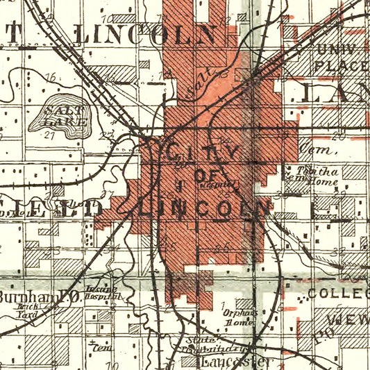 Vintage Map of Lancaster County, Nebraska, 1903