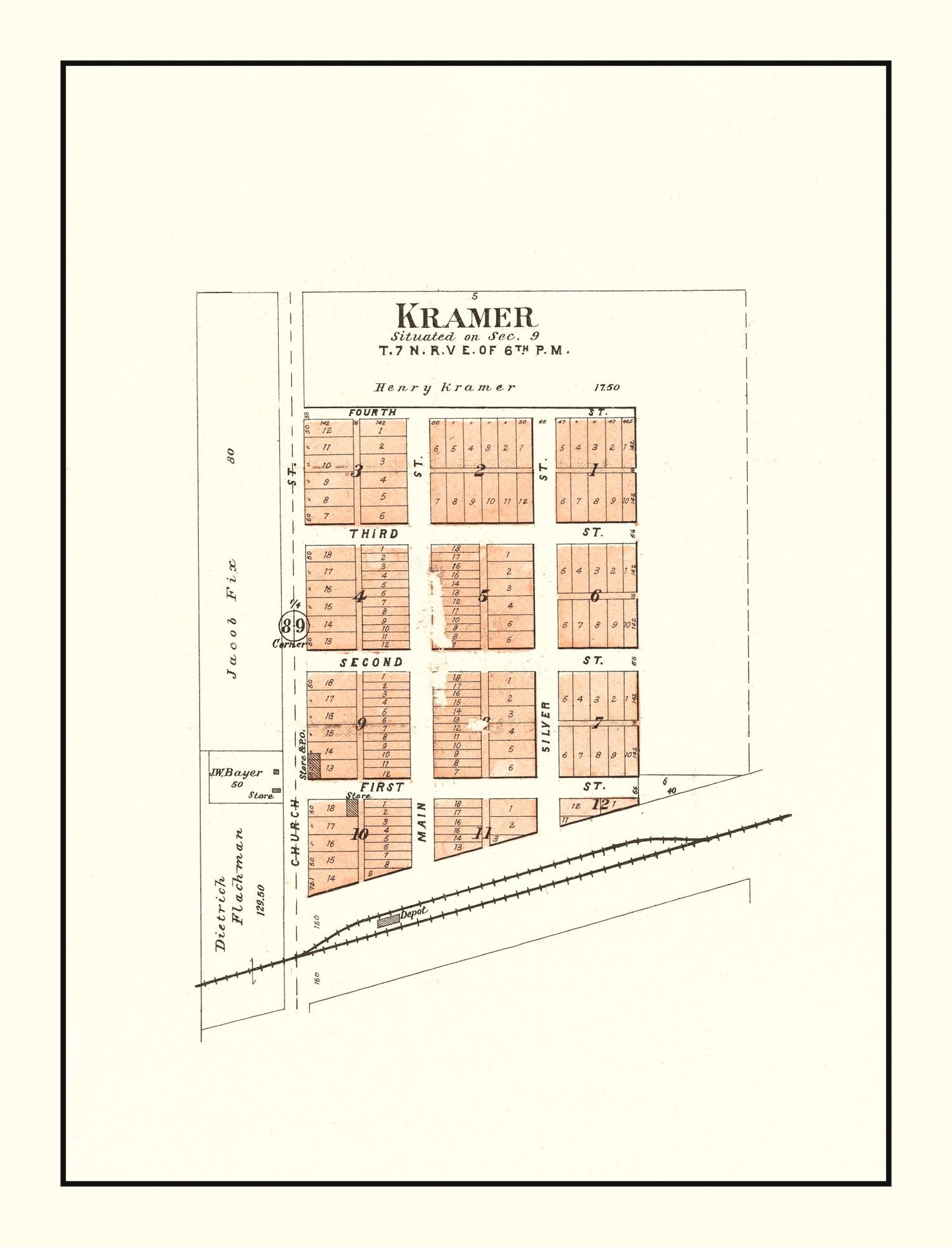 Vintage Map of Kramer, Nebraska, 1903