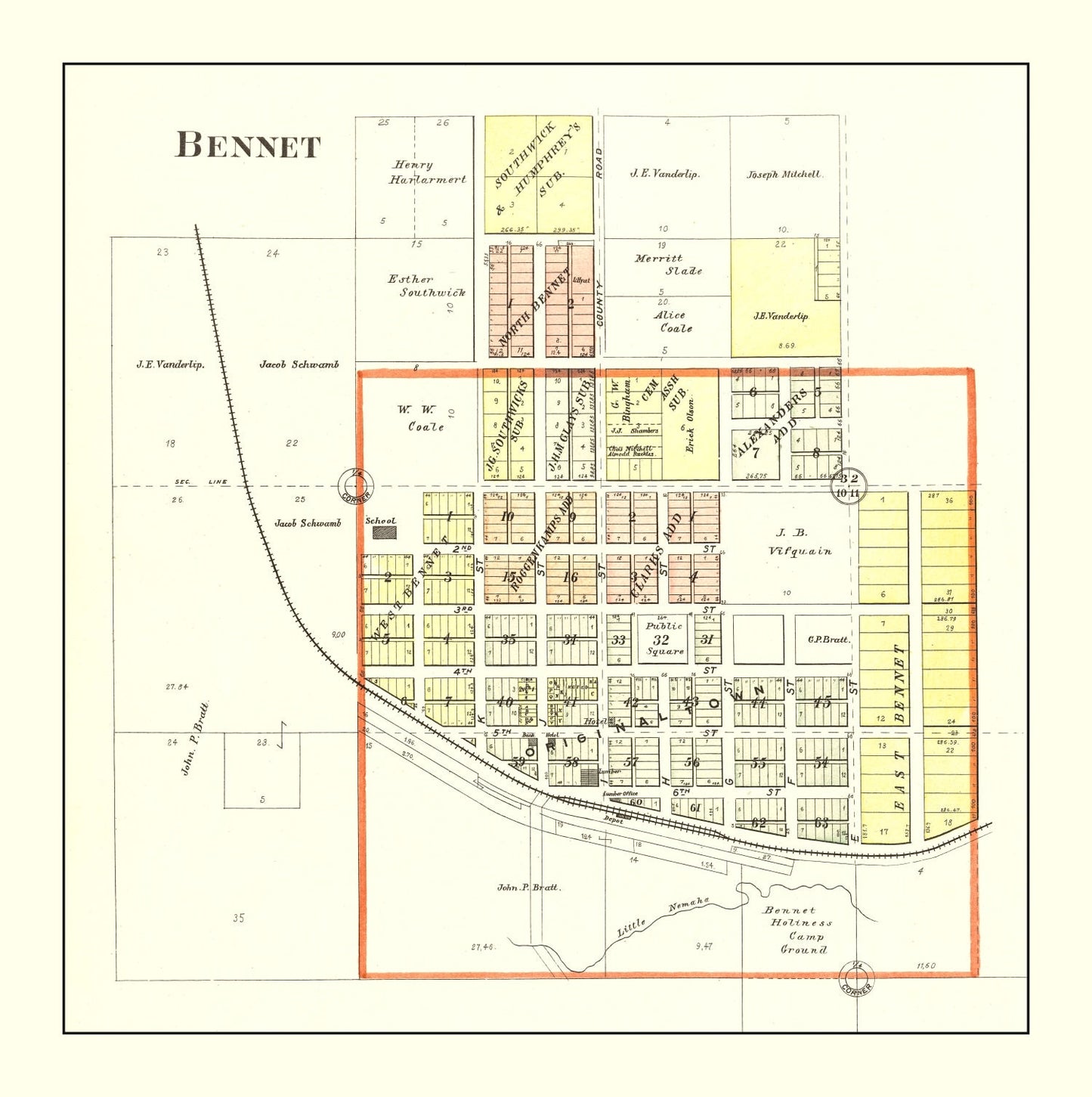 Vintage Map of Bennet, Nebraska, 1903