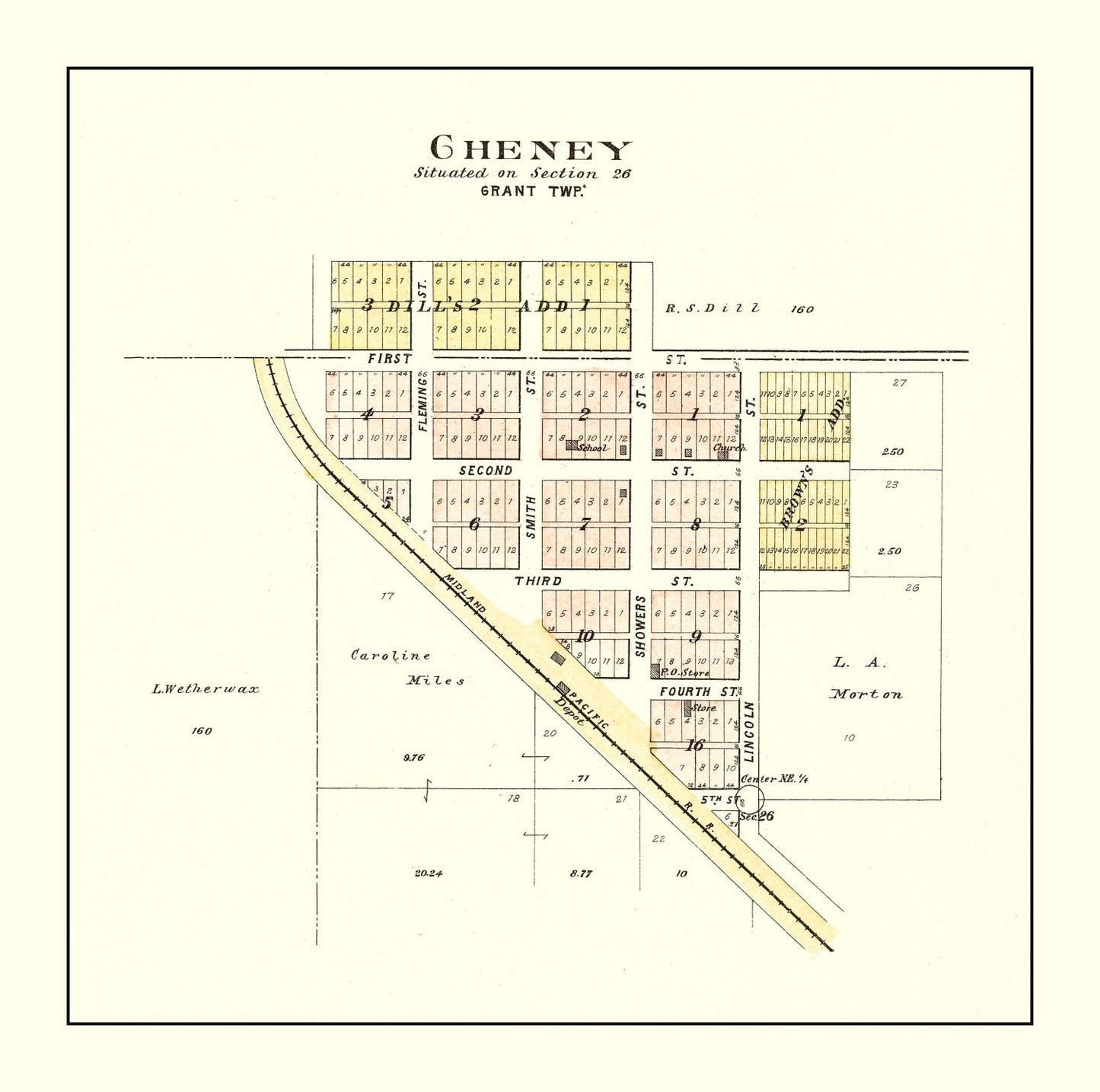 Vintage Map of Cheney, Nebraska, 1903