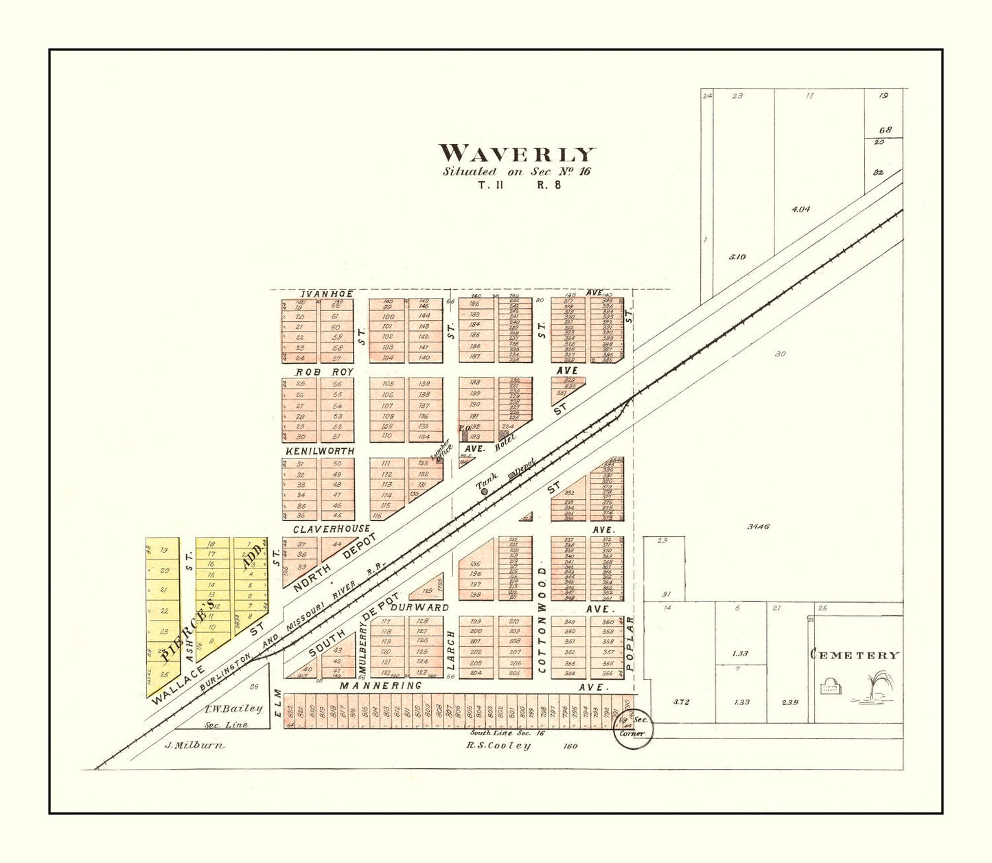 Vintage Map of Waverly, Nebraska, 1903