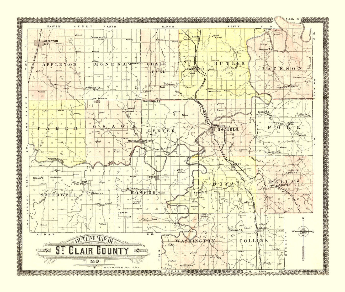 Vintage Map of Saint Clair County, Missouri, 1903