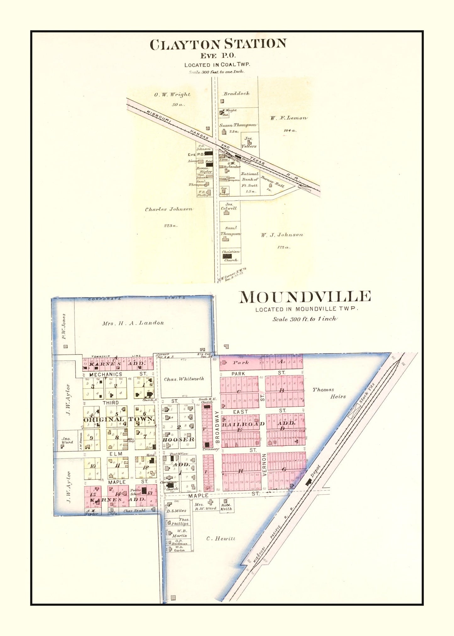 Vintage Map of Moundville, Missouri, 1903