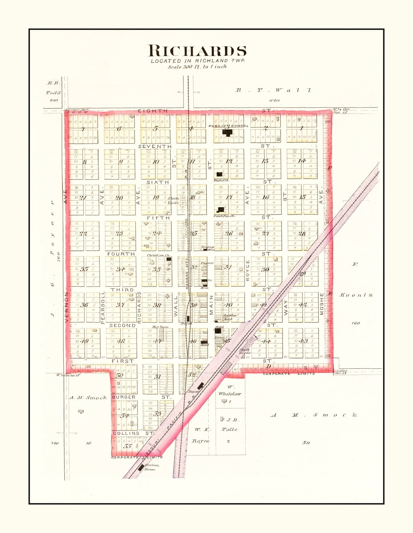 Vintage Map of Richards, Missouri, 1903