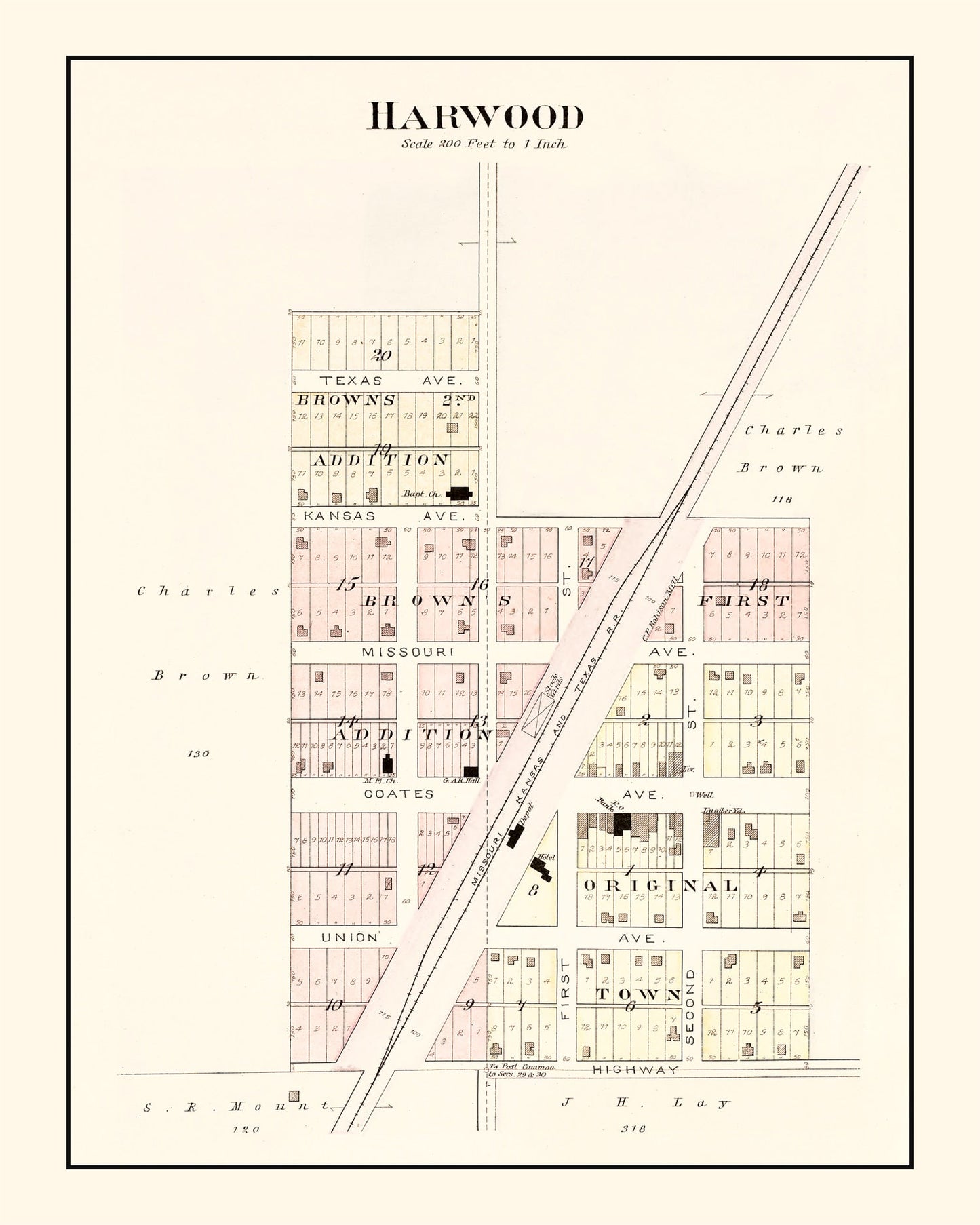 Vintage Map of Harwood, Missouri, 1903