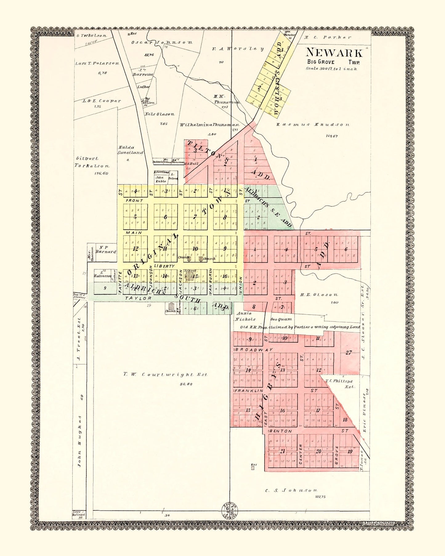 Vintage Map of Newark, Illinois, 1903
