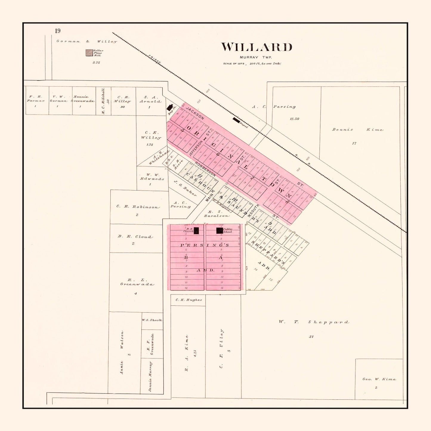 Vintage Map of Willard, Missouri, 1904
