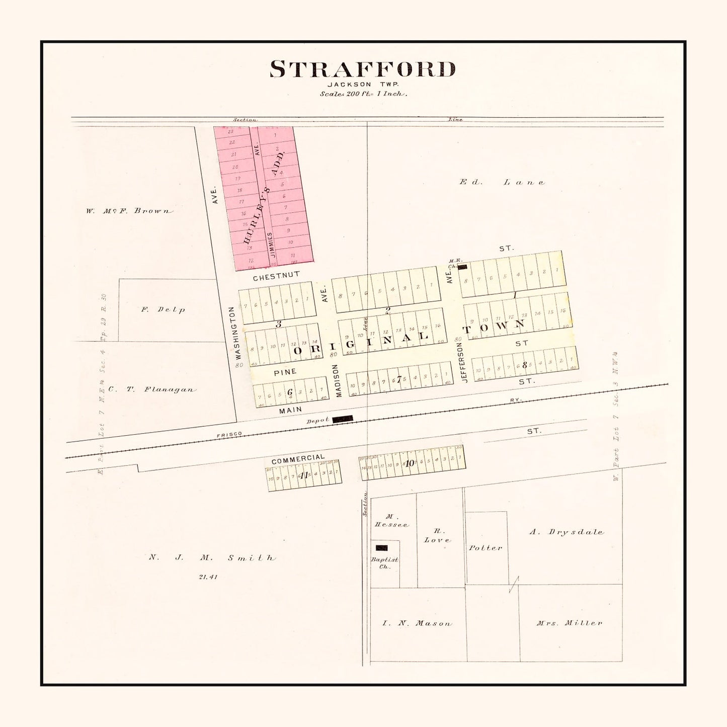Vintage Map of Strafford, Missouri, 1904