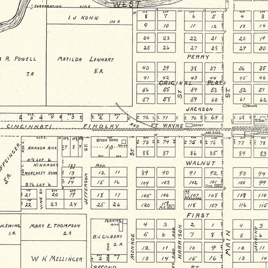 Vintage Map of Grover Hill, Ohio, 1905