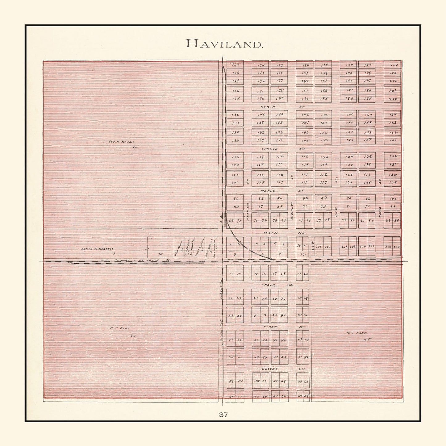 Vintage Map of Haviland, Ohio, 1905