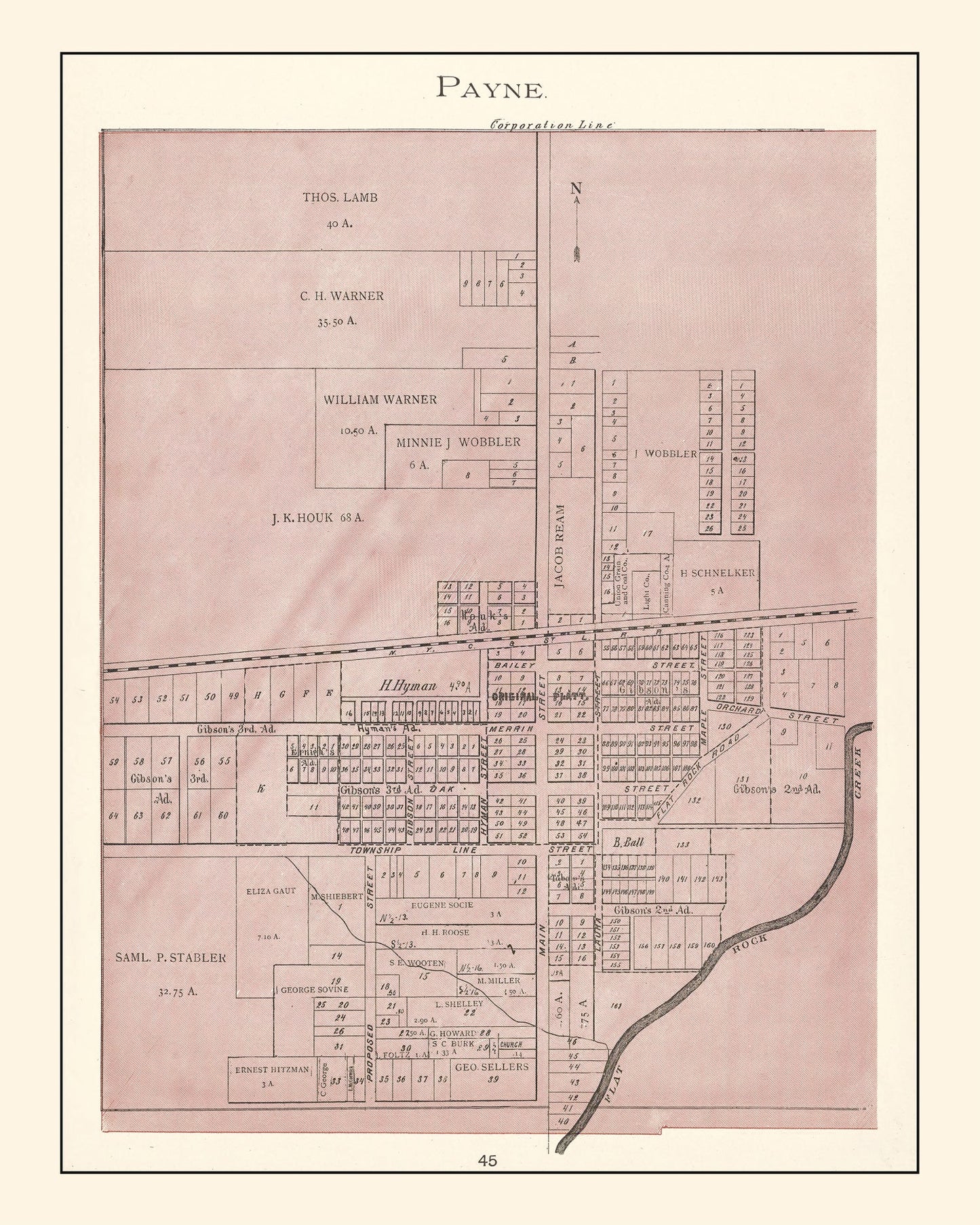 Vintage Map of Payne, Ohio, 1905
