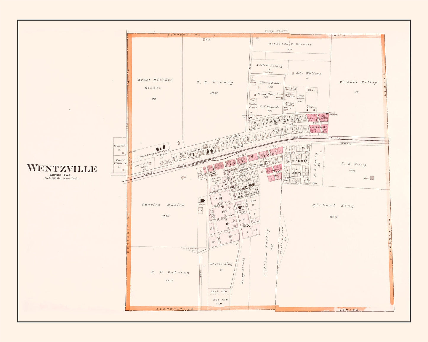 Vintage Map of Wentzville, Missouri, 1905