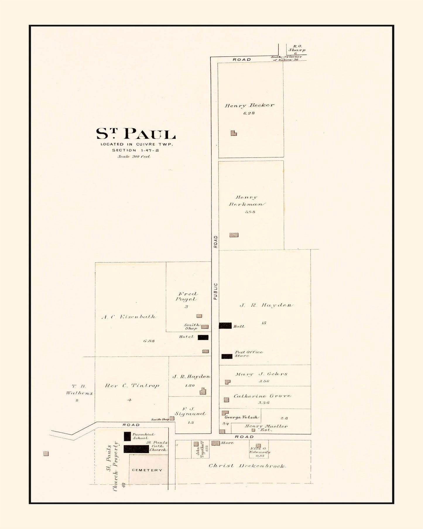 Vintage Map of Saint Paul, Missouri, 1905
