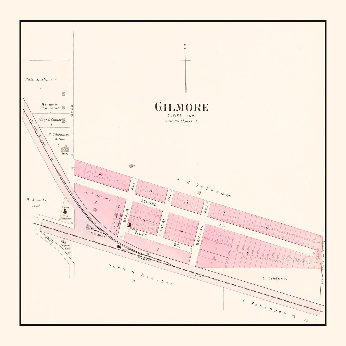 Vintage Map of Gilmore, Missouri, 1905