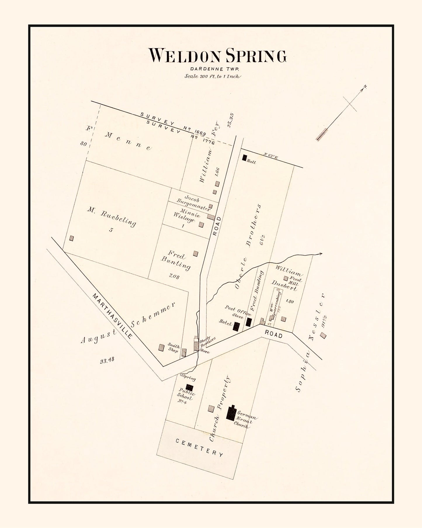 Vintage Map of Weldon Spring, Missouri, 1905
