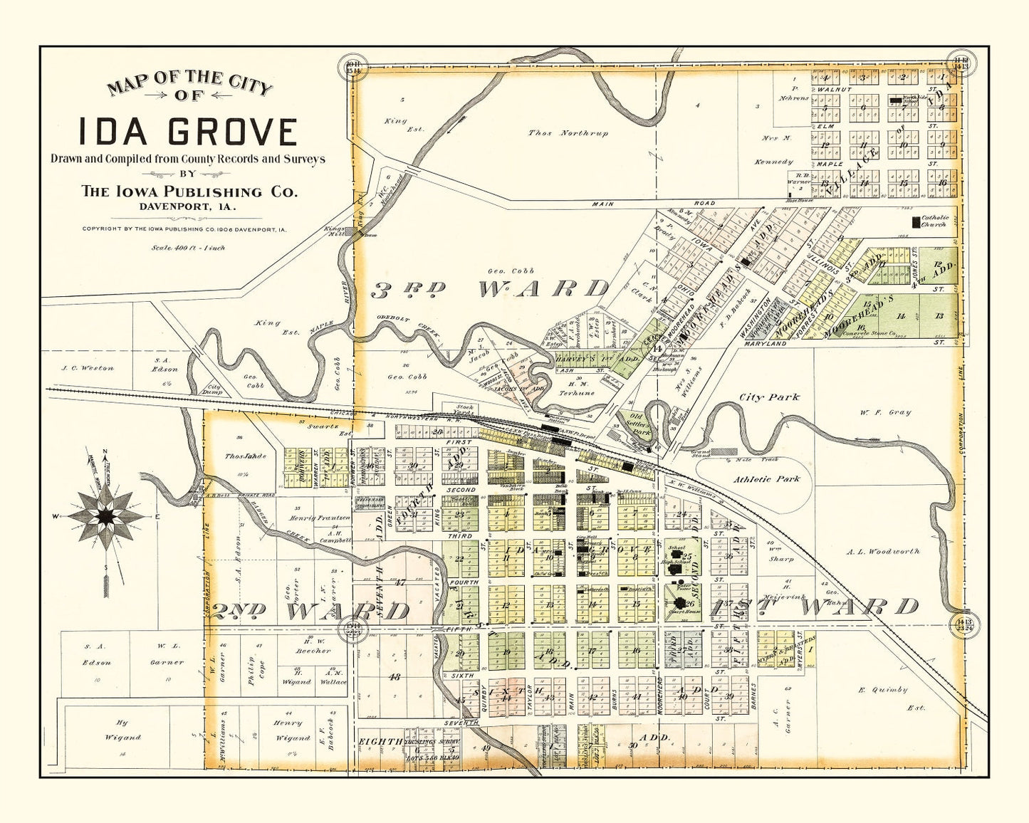 Vintage Map of Ida Grove, Iowa, 1906
