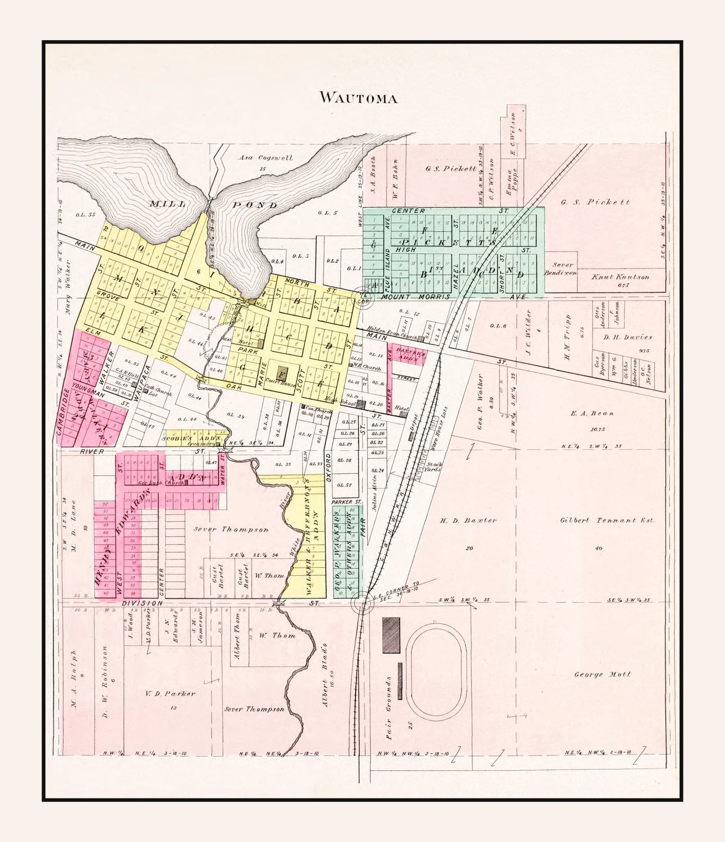 Vintage Map of Wautoma, Wisconsin, 1906