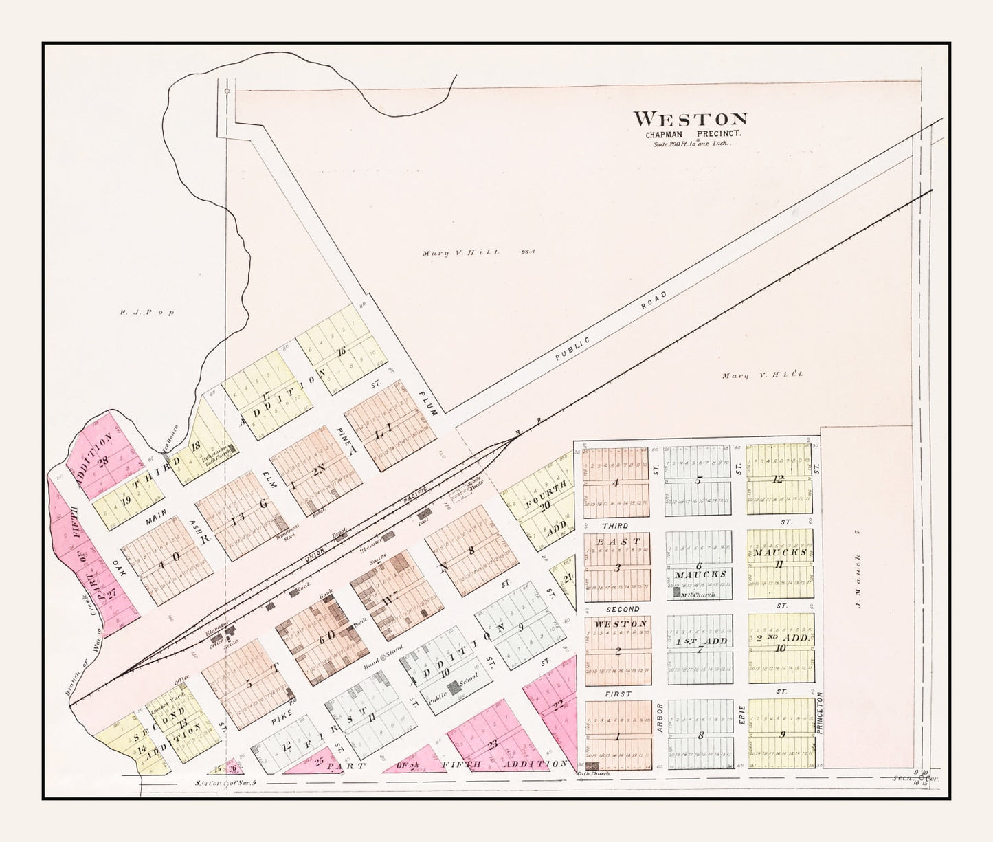 Vintage Map of Weston, Nebraska, 1907