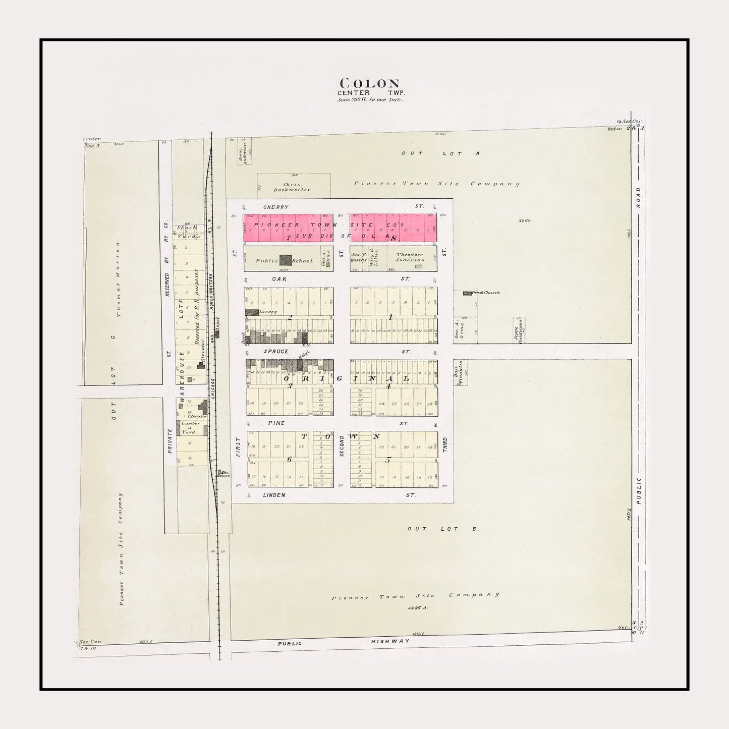 Vintage Map of Colon, Nebraska, 1907