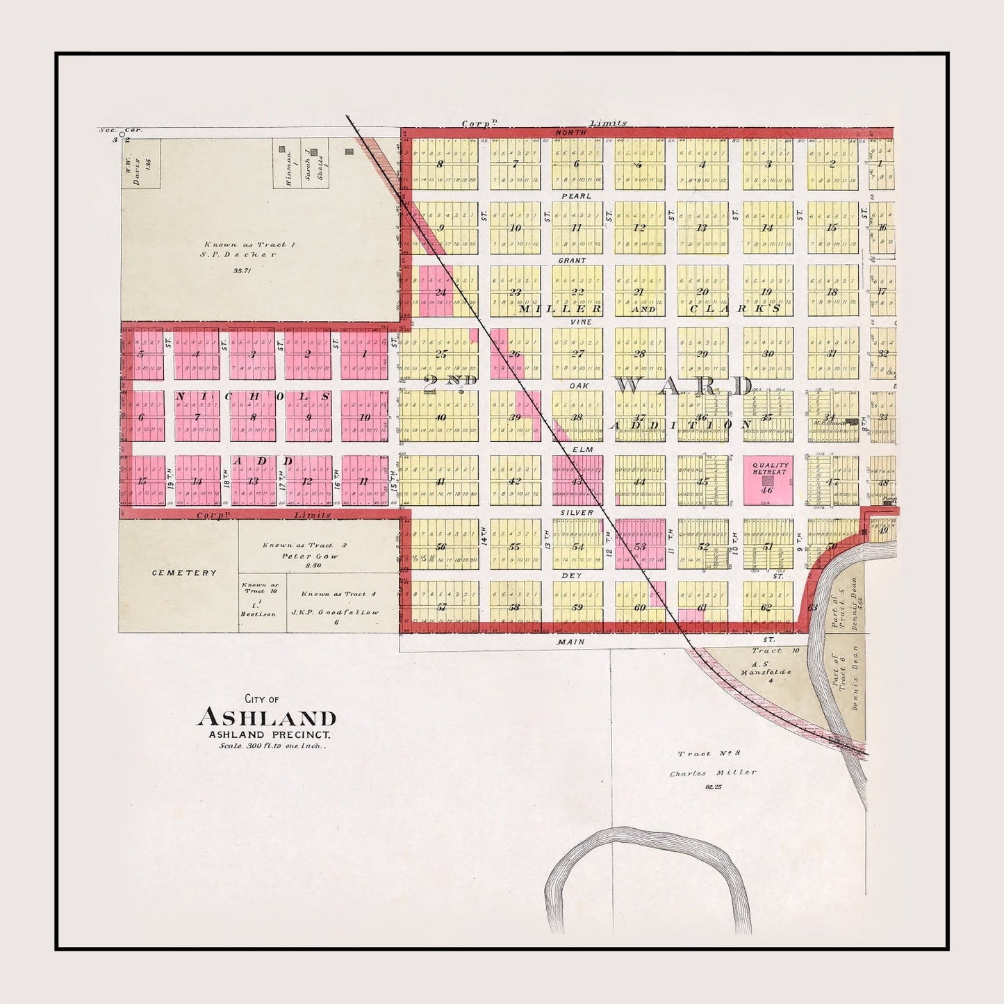 Vintage Map of Ashland, Nebraska, 1907
