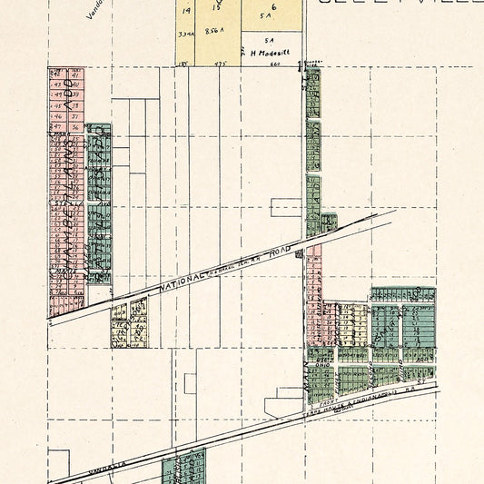 Vintage Map of Seelyville, Indiana, 1907