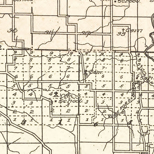 Vintage Map of Cedar County, Missouri, 1908