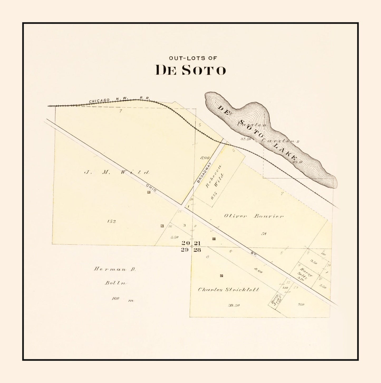 Vintage Map of DeSoto, Nebraska 1908
